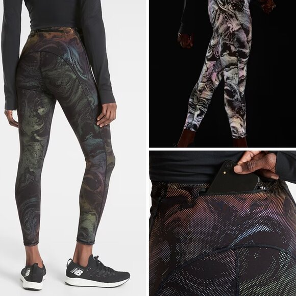 Athleta Lightning Swirl Reflective 7/8 Tight High-Rise in Supersonic Size LT - Picture 1 of 16